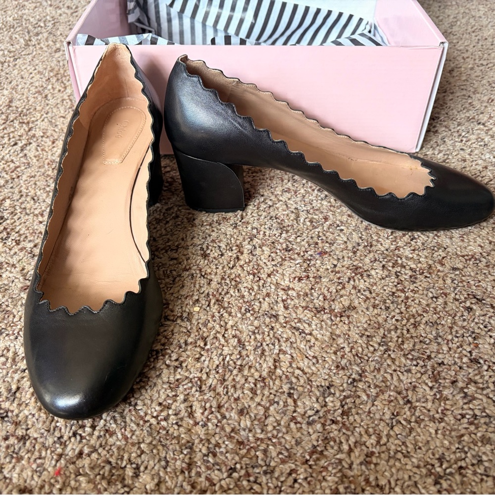 Chloe Black Scalloped Heels
